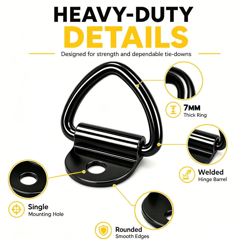 Heavy Duty Large D-Type Pull Ring Suitable For Securing Multifunctional Metal Parts For Trucks  Trailers  RVs  Ships  And Cargo