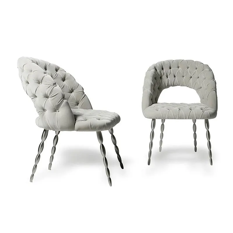 Home Premium Dining Chair Stainless Steel Art Single Chair Villa Mansion Backrest Dressing