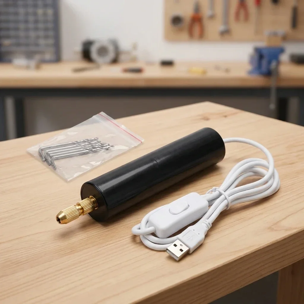 Handgehaltener Mini-Elektrobohrer, DIY, USB-Elektrobohrer-Werkzeug für die Herstellung von Schmuck aus Epoxidharz, Holzarbeiten, Gravierstift-Werkzeug – Detail 2
