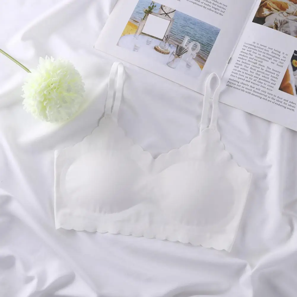 Sujetador cómodo para mujer, sujetador de entrenamiento acolchado suave para chicas adolescentes con correas ajustables, inalámbrico, transpirable para estudiantes para el desarrollo