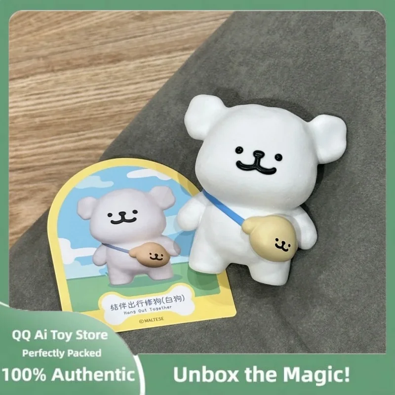 Original  Maltese Friends Blind Box White Golden Dog Anime Figure Brithday Bag Mini Dog Action Figure Collection Model Toy Gift