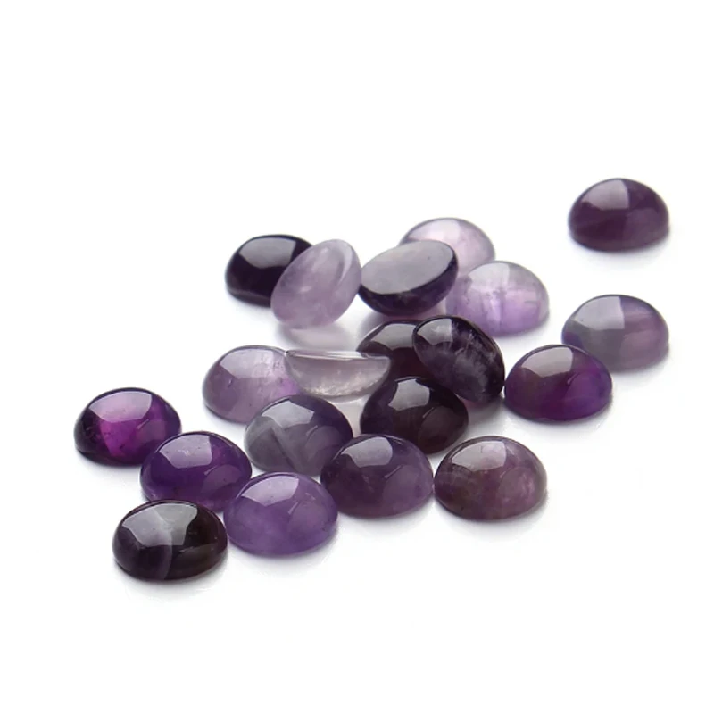 10pcs/lot  Amethyst Cabochons Round Natural Stone cabochon charms For Bracelet Earrings Ring Accessories Components Loose Beads