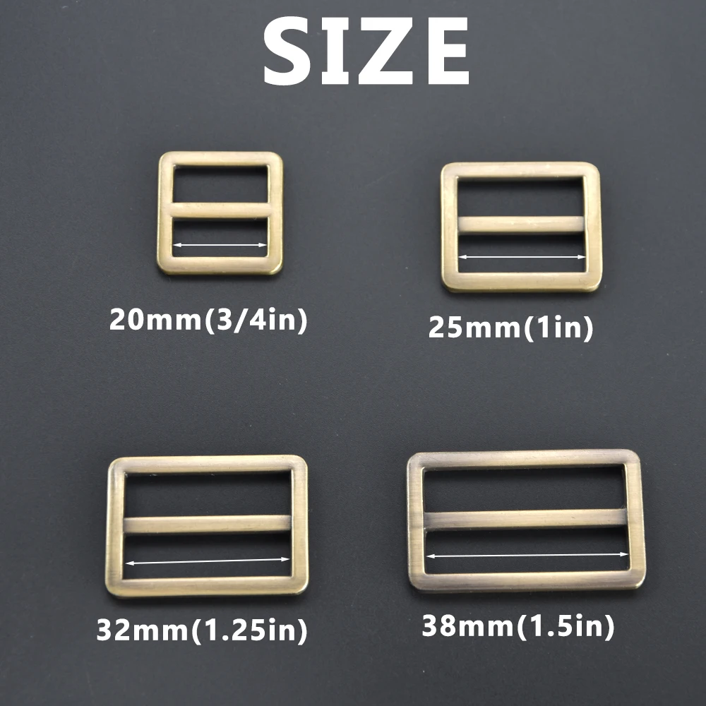 5Pcs Metal Flat Slide Buckle Dual Adjustable TriGlide Keeper Buttons Fasteners for Sewing DIY Accessories