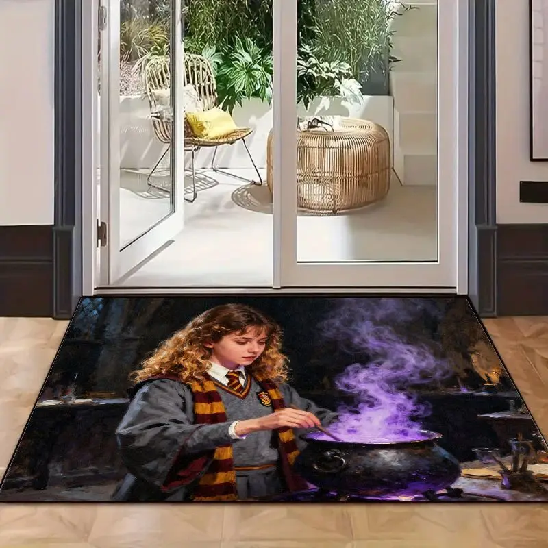 1PC Harry Potter Hermione Granger Potions Class Fantasy Floor Mat, Magic Wizarding World Themed Non-Slip Area Rug for Living Roo