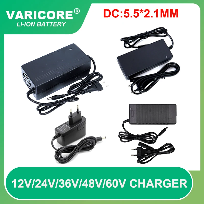 12V 24V 36V 48V60v  3 Series 6 Series 7 Series 10 Series 13 String 16s 18650 Lithium Battery Charger 12.6V 29.4V DC 5.5*2.1mm