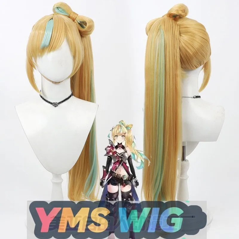 

[ YMS WIG ]Virtual Vtuber Mitarashi Danbo Cosplay Wig, Bow Two-Tone Detachable Ponytail