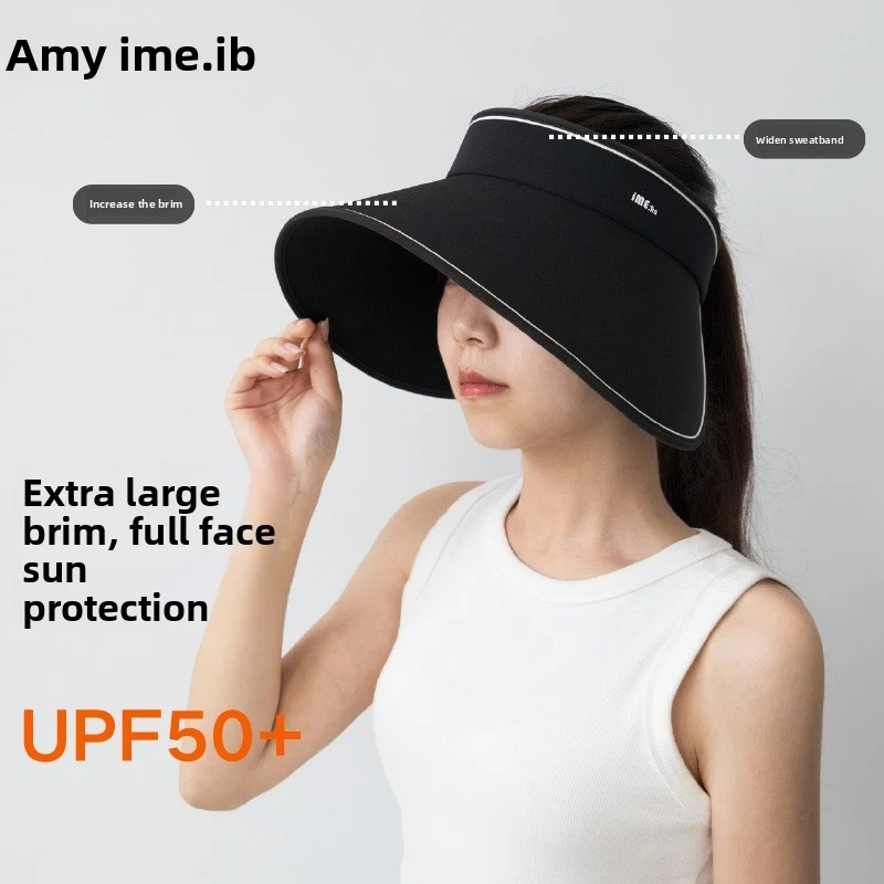 

N&FOpen-top hat, black-coated sun protection hat, large brim sun hat for women, face-covering, UV protection for cycling