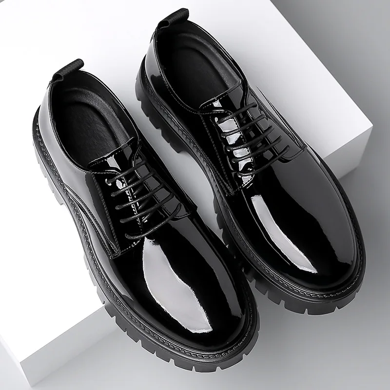 2024 Spring Autumn New dress Shoes for Men Round Head British Style Low Heels Lace-up Casual Daily Work Leather Shoes Man