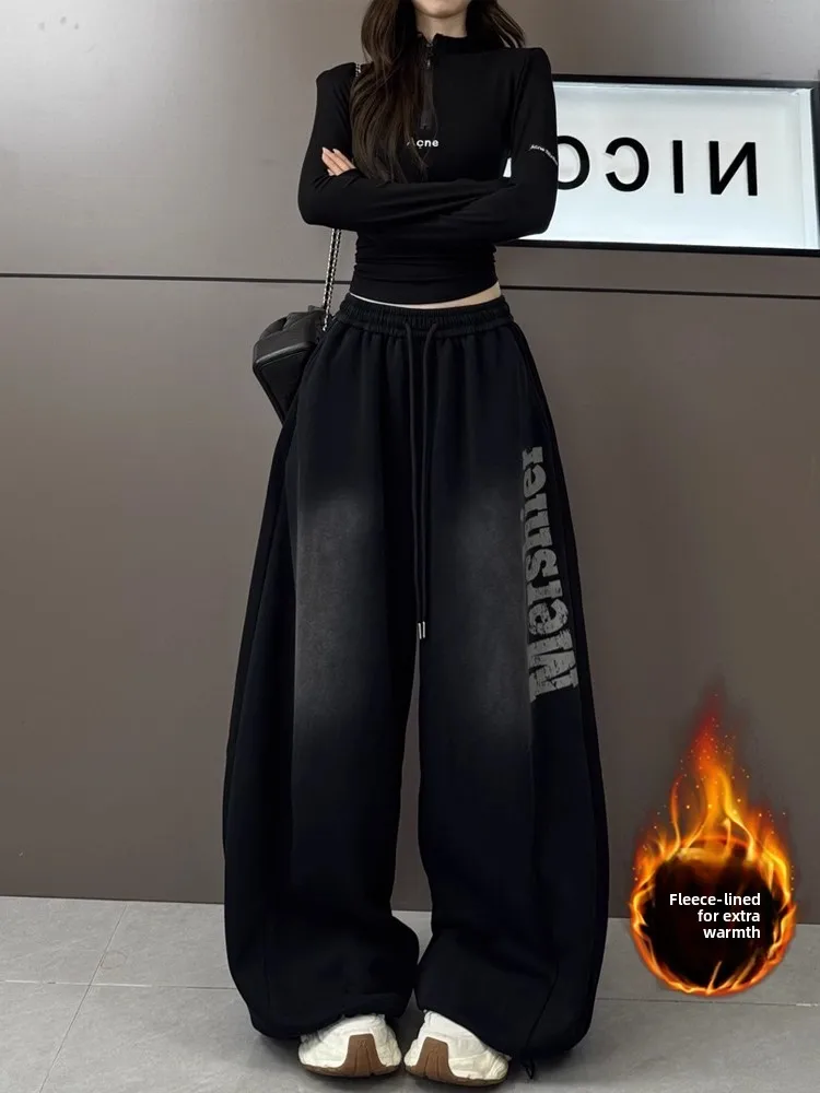 

Американские винтажные широкие брюки в стиле High Street для женщин, осенне-зимние, повседневные, для джазовых танцев и хип-хопа