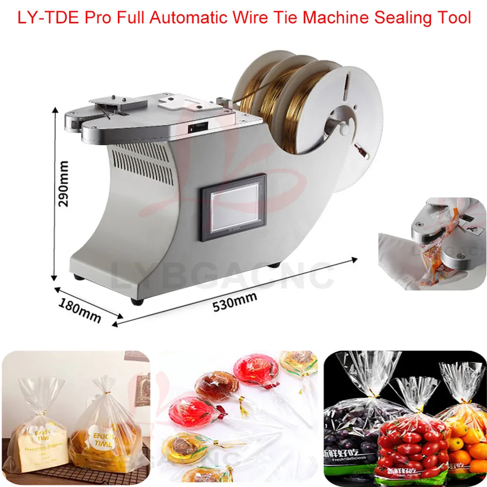

Automatic Wire Tying Machine Sealing Tool LY-TDE Pro Film Sealing Machine for Food Bag Gift Bag Packaging Adjustable Tie Length