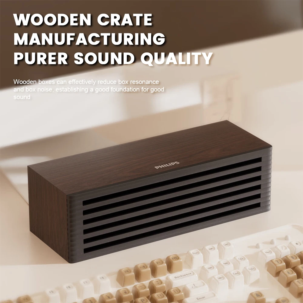 Philips SPA3700 Desktop Speaker Wooden Shell USB Wireless Dual-Mode Connection Sound Box HIFI Sound Quality Portable Speakers