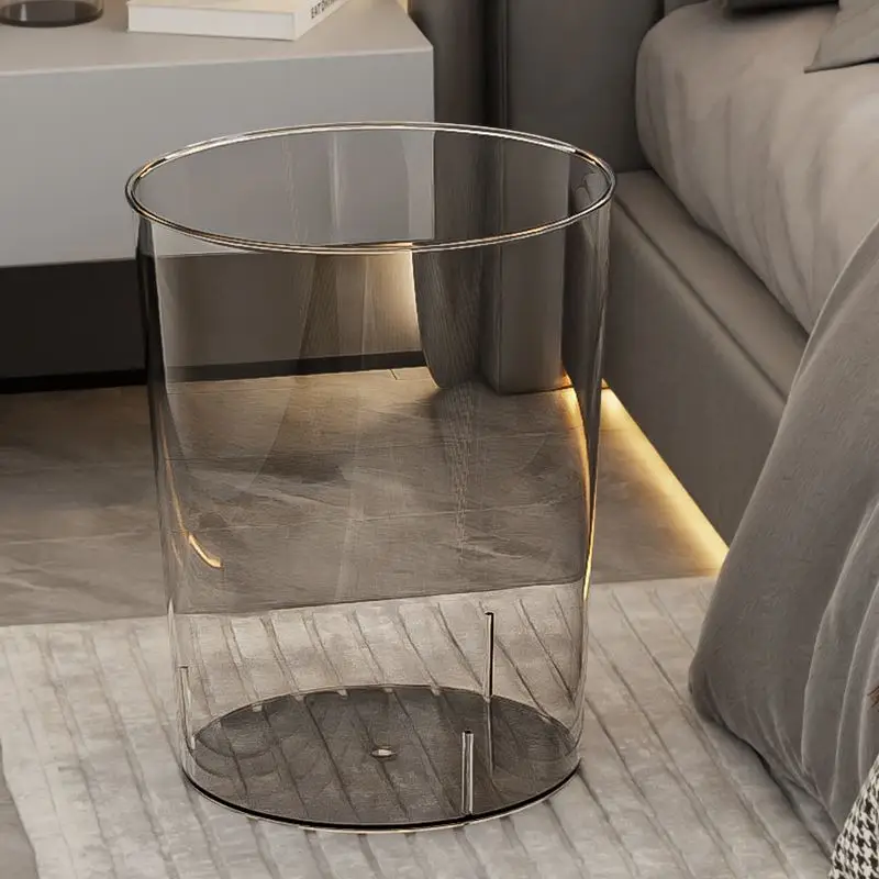 

Модная прозрачная урна большой вместимости для дома, офиса, ванной комнаты, туалета, роскошный матовый дизайн, легко чистится, круглое основание