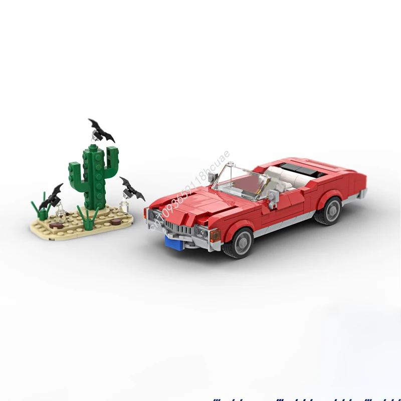 379 ELEMENTÓW MOC City Champion "Wielki Czerwony Rekin" Model Chevrolet Impala Convertible z 1971 roku, Klocki Konstrukcyjne, Kreatywne Klocki do Układania