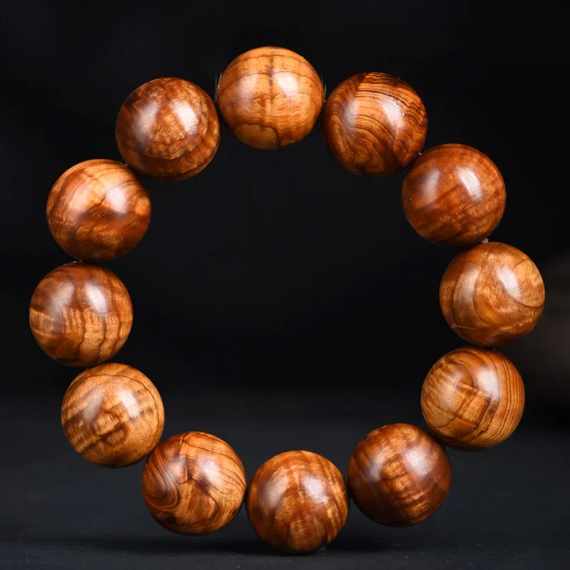 

Taihang Thuja Black Oil Water Wave Pattern Prayer Beads Bracelet Aged Old Material Scented Wooden Buddhist Mala Gifts