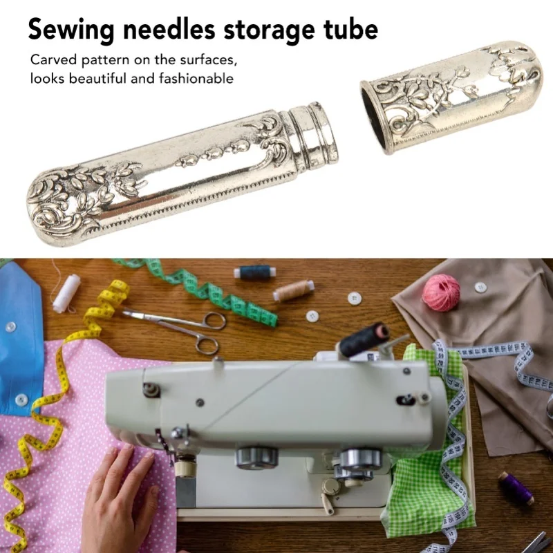 Naalden Case Vintage Draagbare Metalen Borduurnaaldhouder Voor Hand Naalden Rose Goud