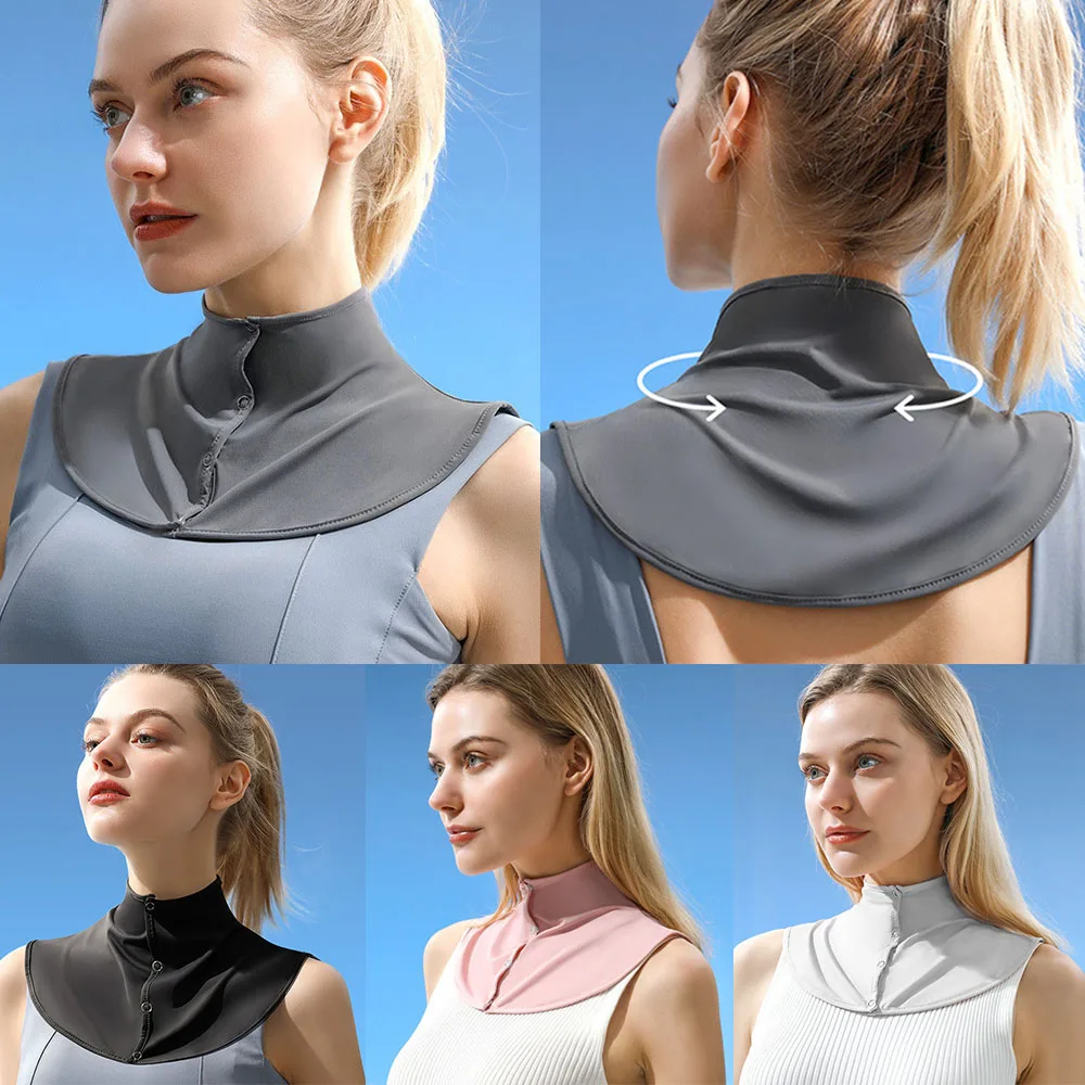 Solid Color Summer High Quality Ice Silk Sun Protection Neck Protection Shawl Women Outdoor Driving Uv Protection Neck Cover