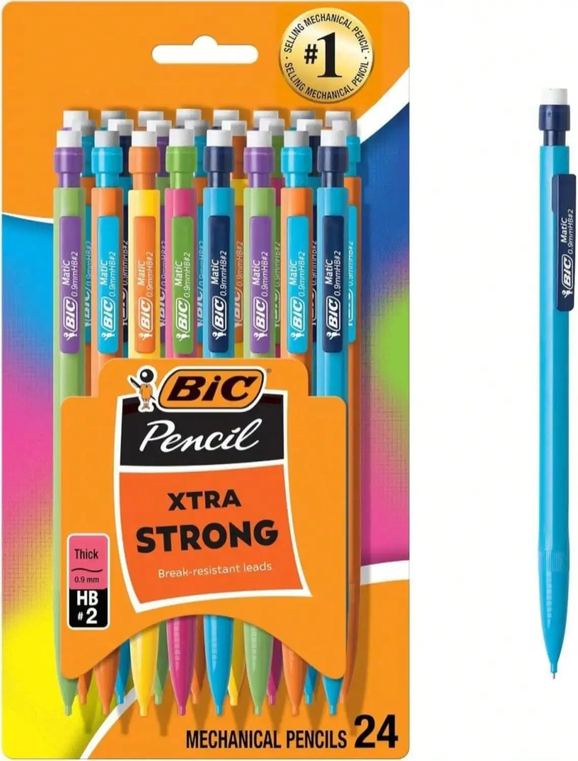 

Xtra Strong Mechanical Pencils with Erasers, Thick Point 0.9mm, 24-Count for School & Office Supplies