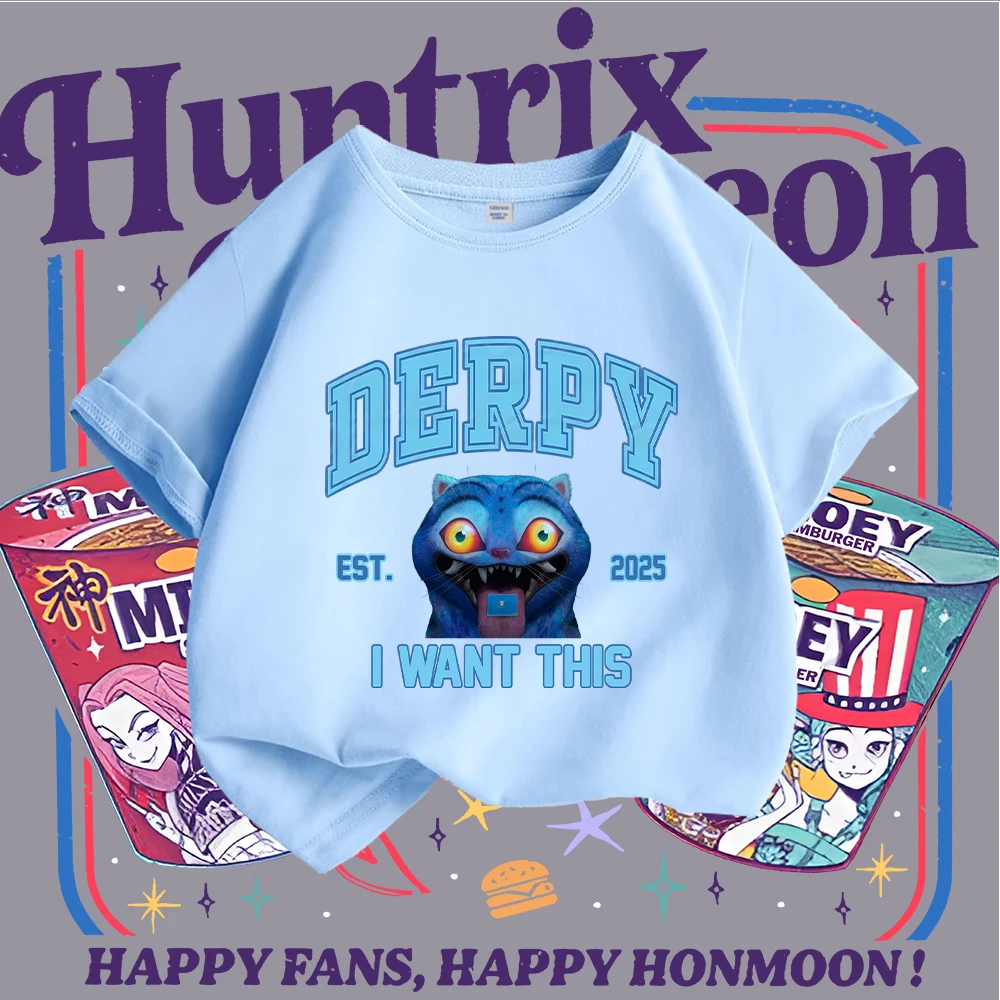 أطفال بنات تي شيرت KPOP Y2K نمط شخصيات كرتونية طباعة قصيرة الأكمام تي شيرت للأطفال ملابس الشارع الشهير قمة الموضة للفتيات #5