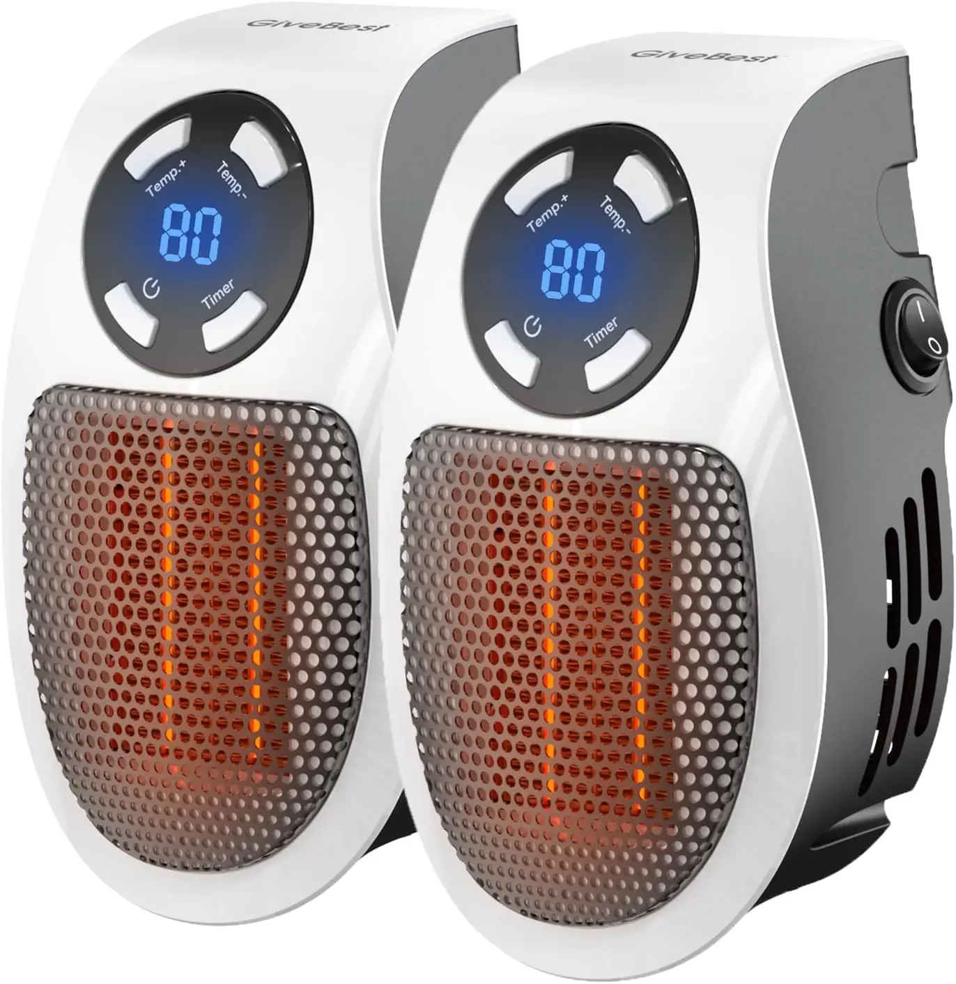 

450 Watt Space Heater with LED Display, Wall Outlet Electric Heater with Thermostat and Timer for Home Office Bathroom Indoor