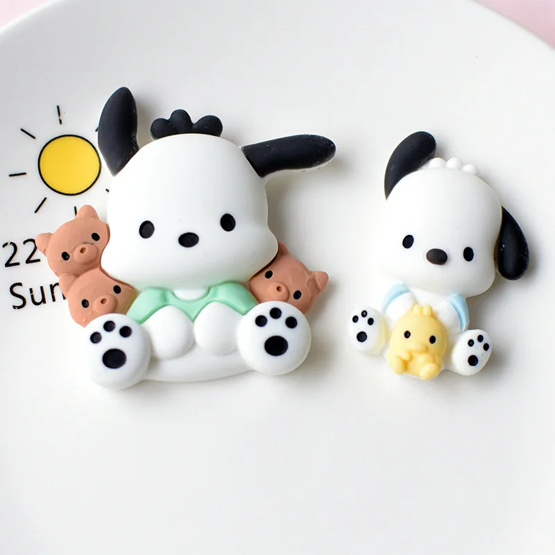 2pcs cute sanrio pochacco cartoon resin flatback diy kawaii resin accessories crafts materials scrapbooking embellishment