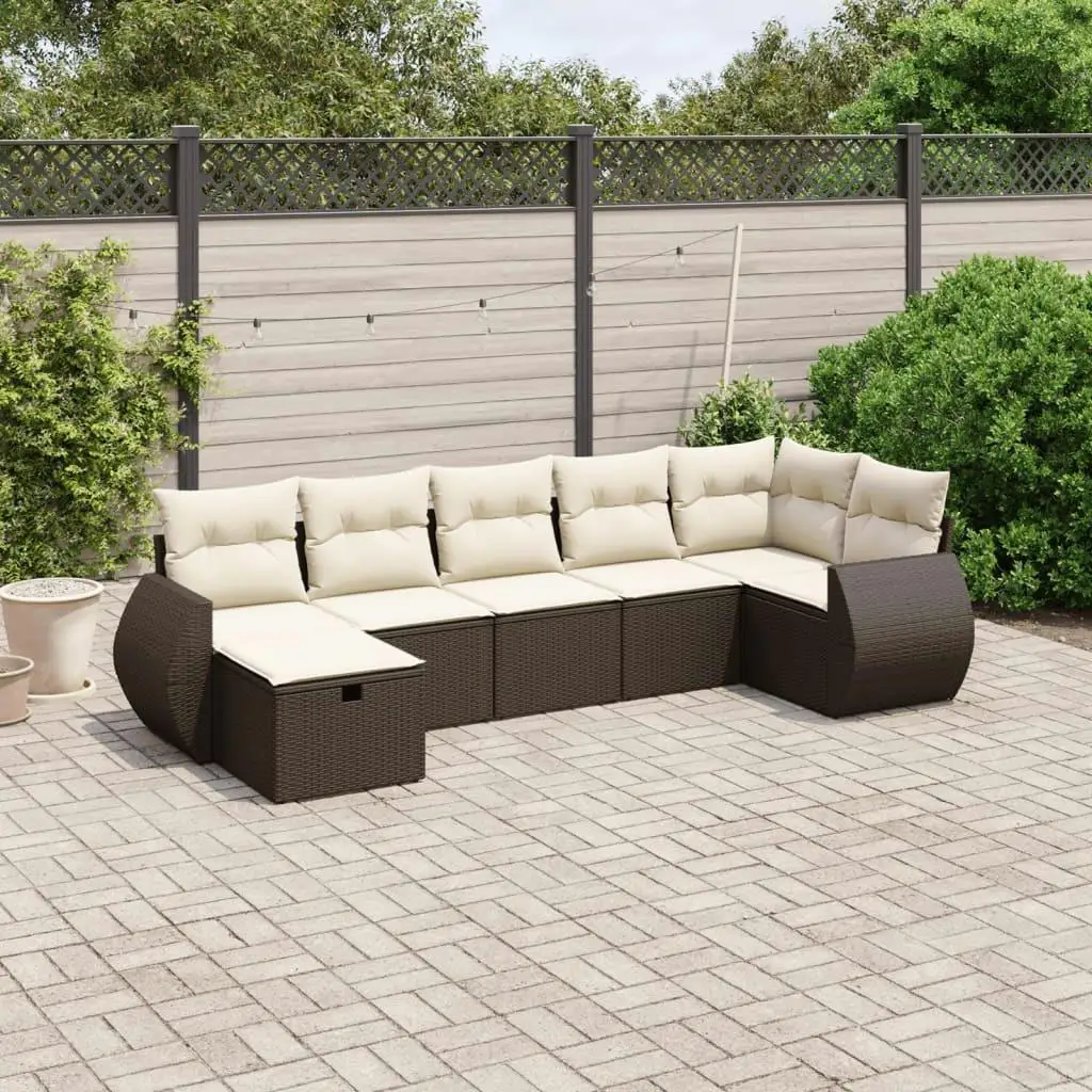 

Large Modular Brown Poly Rattan Garden Sofa Set with Steel Frame Outdoor Furniture