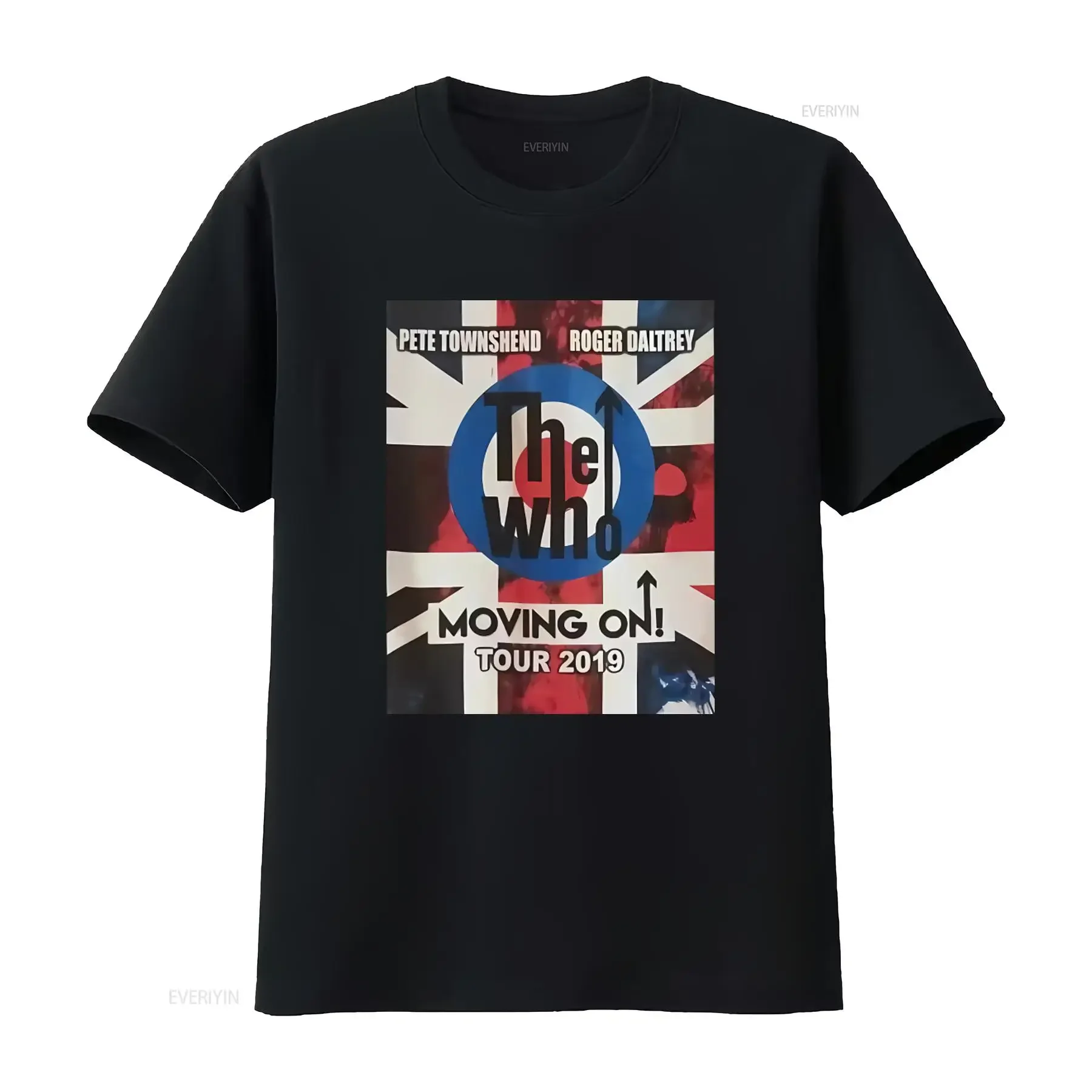 The Who 2019 Moving On Tour T-Shirt für Herren, XL, Band-Merchandise mit britischer Flagge und ikonischem Design, Vintage-Waschung, Stretch-Passform
