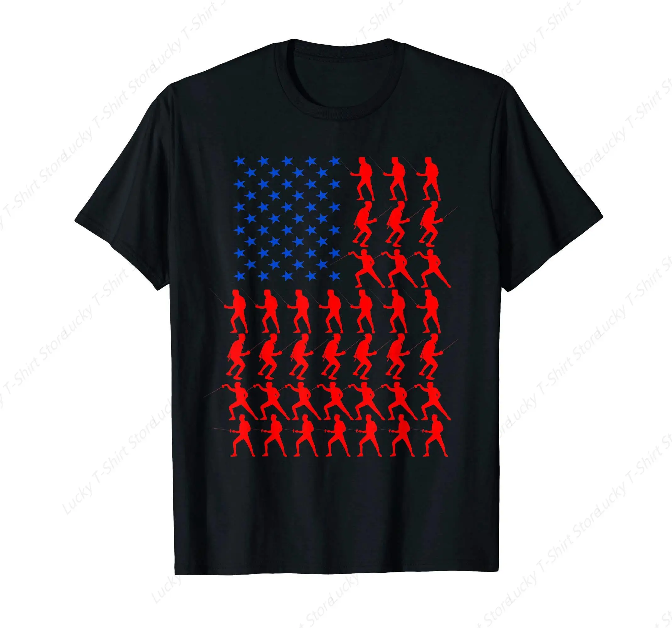 Fencing American Flag Patriotic Gift T-Shirt