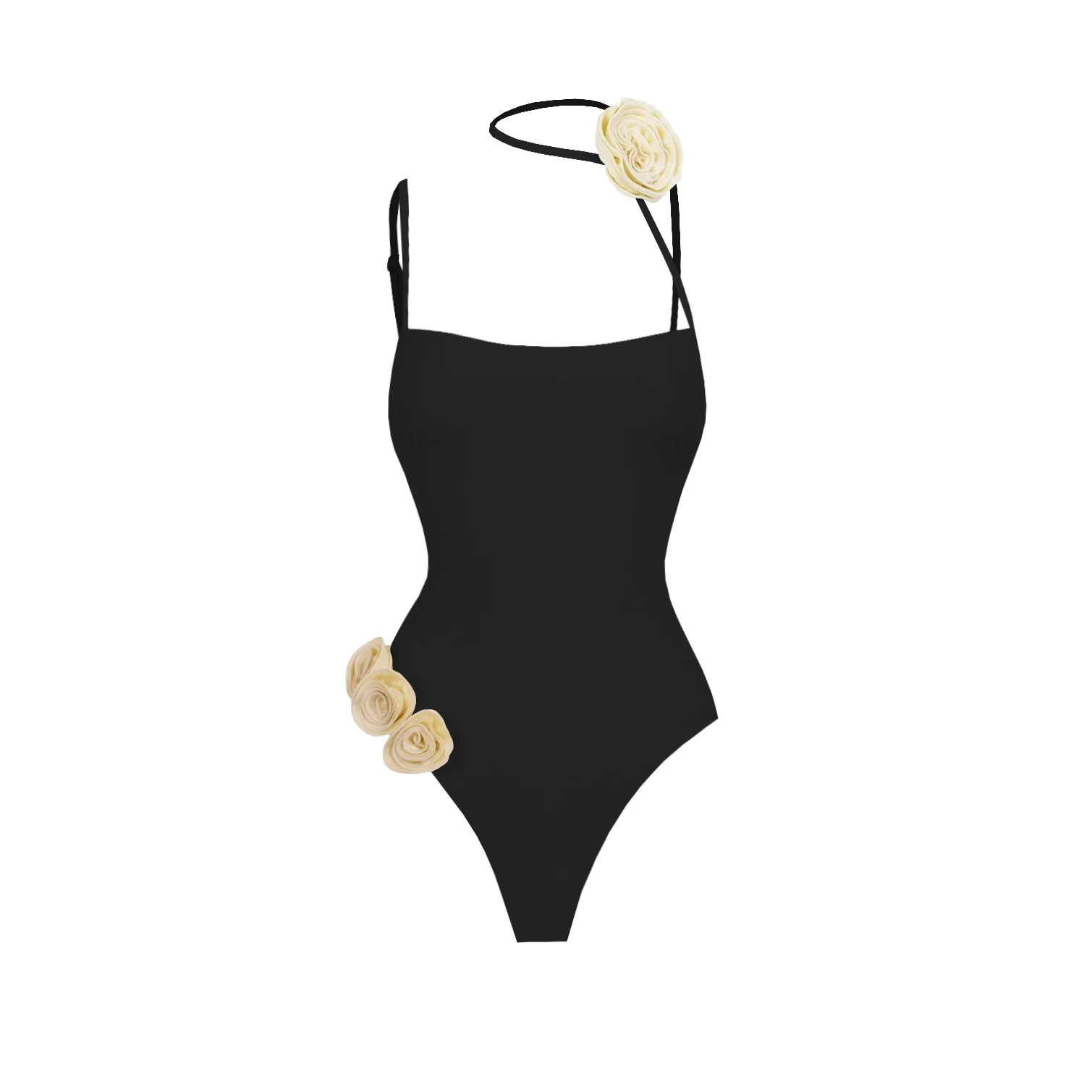 White Flower One Piece Swimsuit With Cover Up Sexy Women Swimwear 2025 Halter Swim Suits Elegant Sliming Bodysuit Chic Beachwear image 3