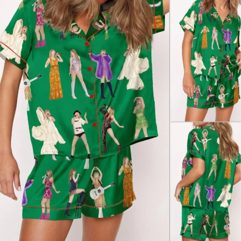 

Fashion New Print Pajamas Set Women Casual Shirt And Pants Sleepwear 2 Piece Set Women's Pajamas Short Sets Comfortable Homewear