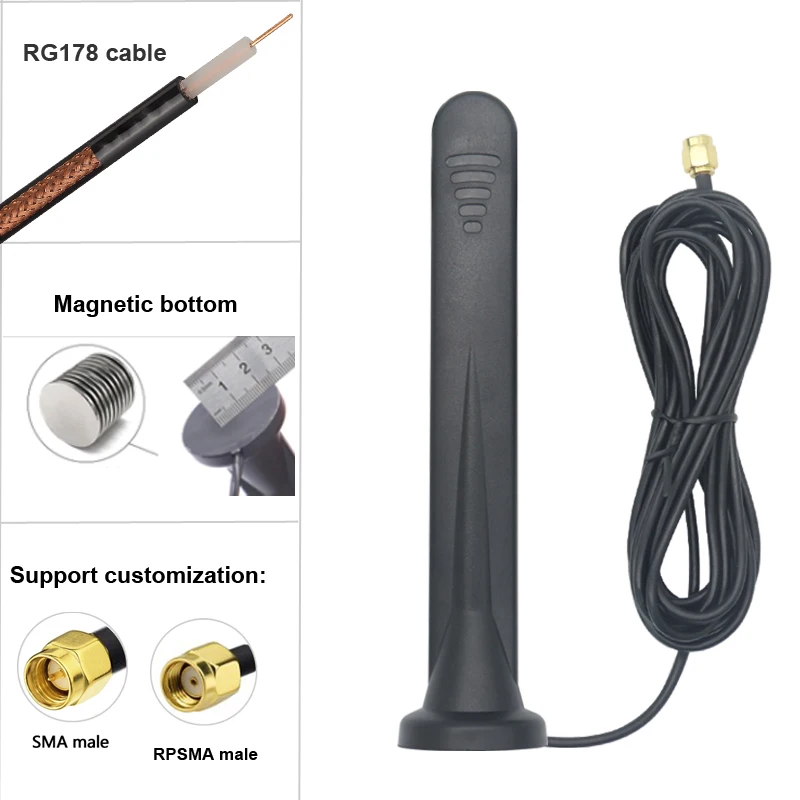 2PCS 600-6000MHz 5G LTE 3G GSM 4G Antenna Outdoor High Gain 15DBi Waterproof Magnetic Sucker Antenna for Router SMA RPSMA TS9