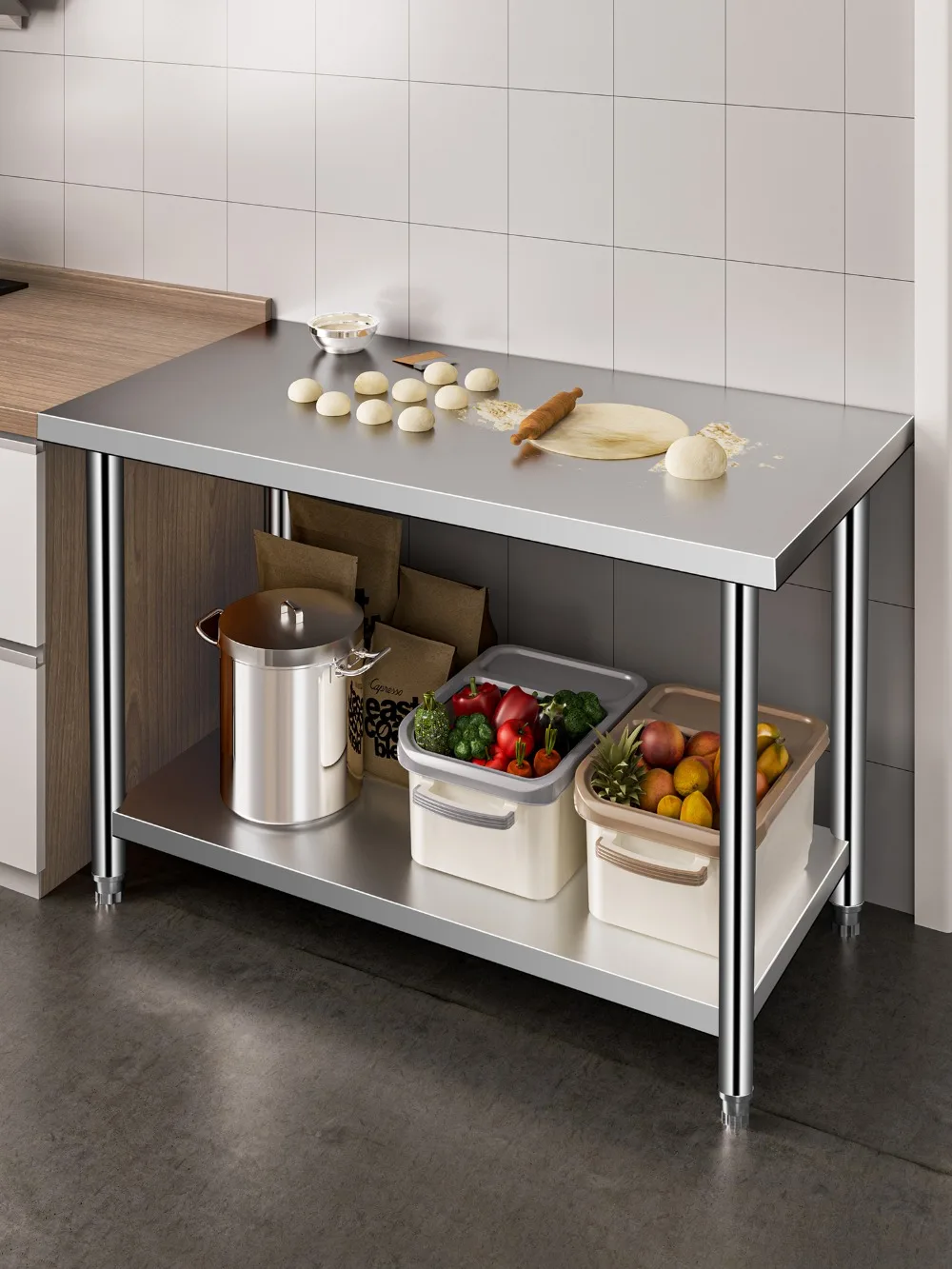 Stainless steel workbench operation kitchen rack table special rack for cutting vegetables household chopping board multi-functi