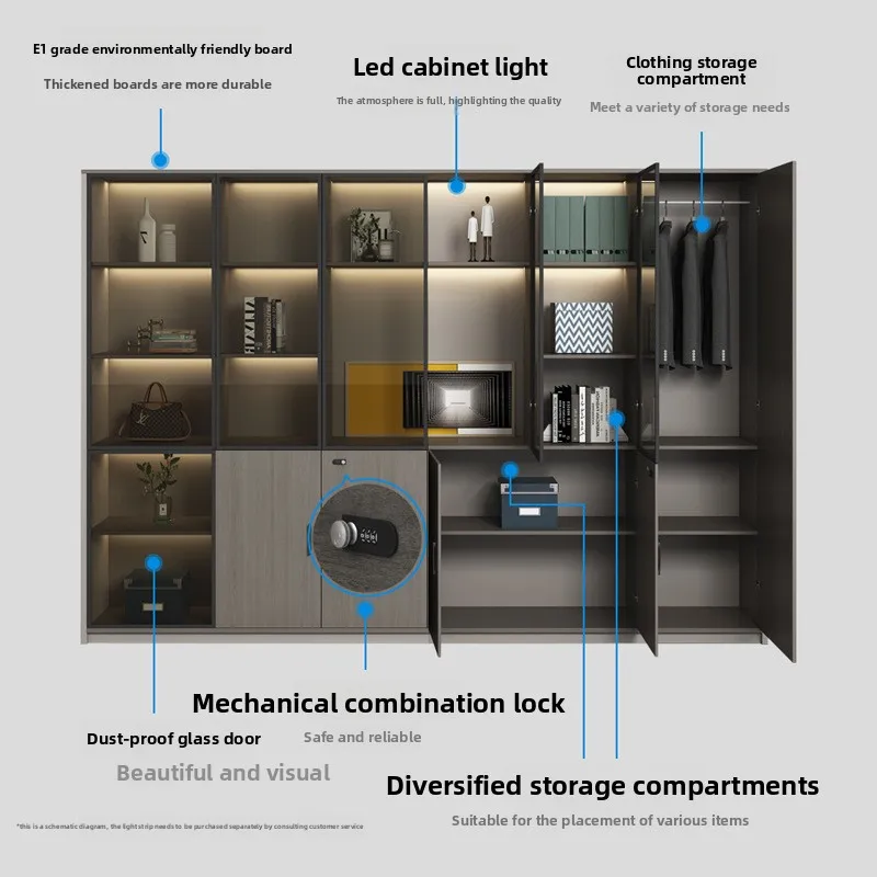 Office Furniture File Cabinet Information Cabinet Wooden Panel Low Tea Cabinet Bookcase Archive Wardrobe