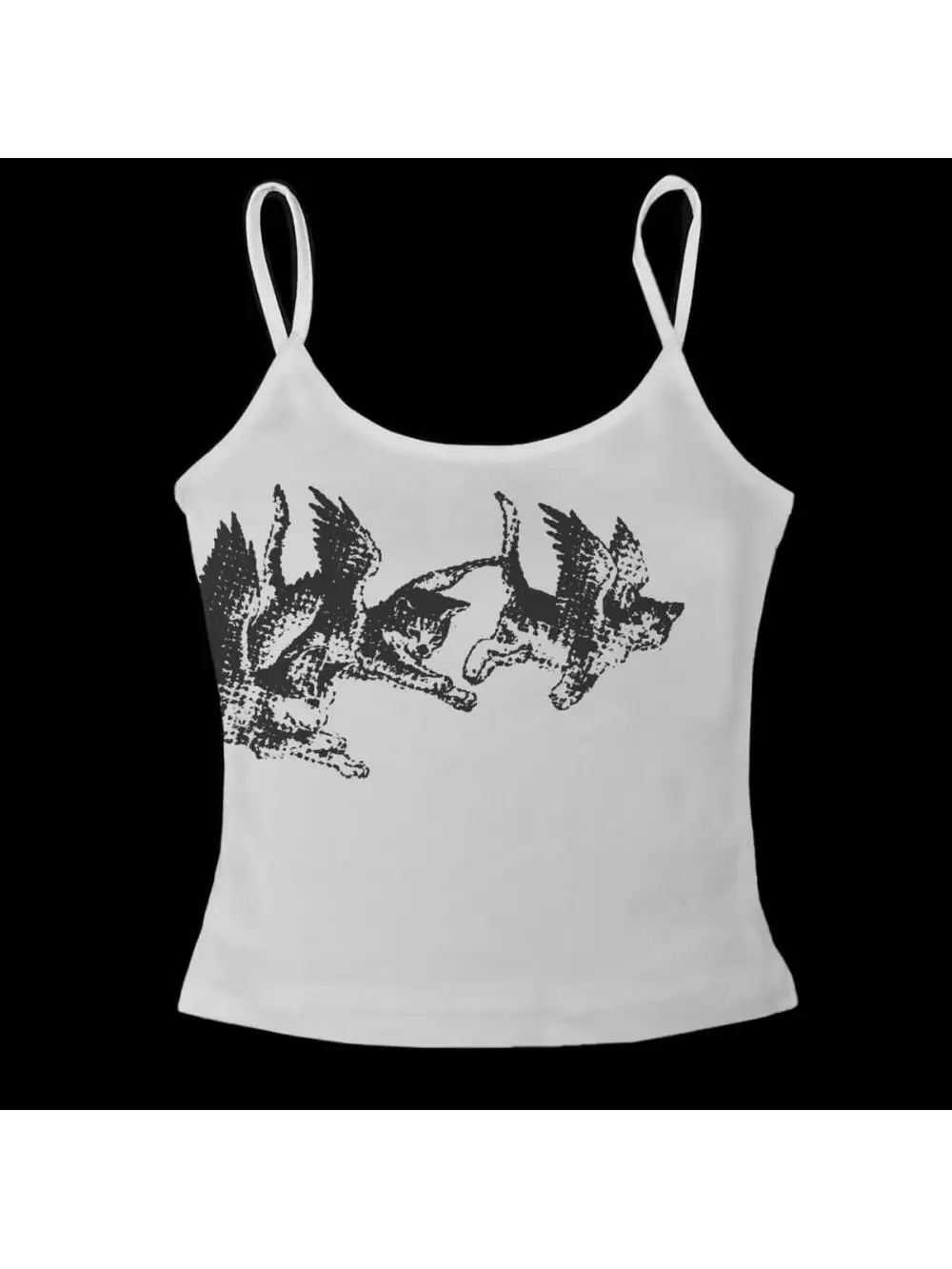 2026 new summer print hanging hot girl fashion personality trend punk hip-hop dark series Y2K niche street slimming versatile