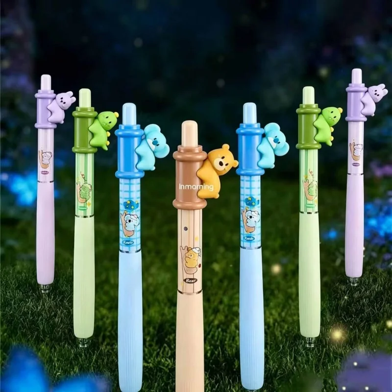 

24pcs/lot Kawaii Koala Rabbit Bear Dinosaur Animal Rotatable Gel Pen Cute 0.5mm Black Ink Signature Pens Office School Supplies