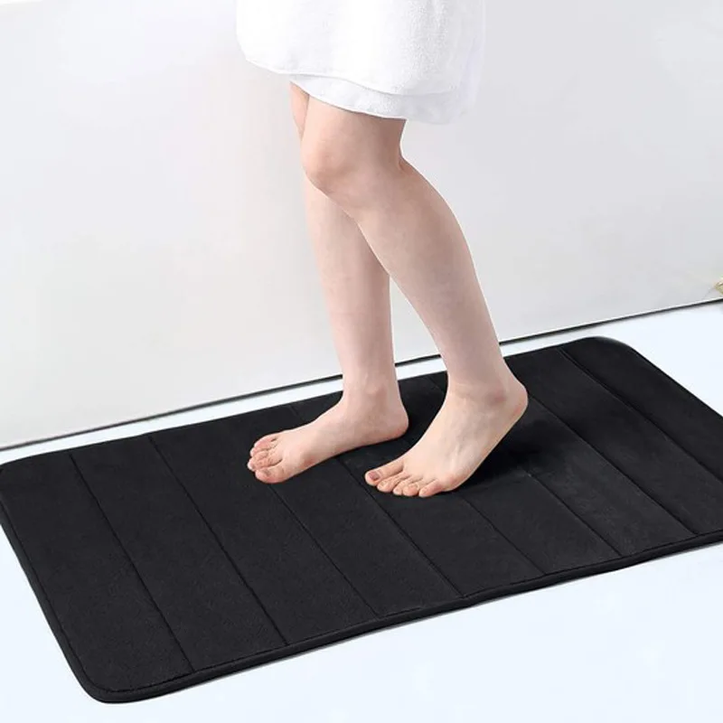 1pc 50*80cm Anti-skid Mat Quick Water Absorption Dry Bathroom Rug Machine Washing Soft Memory Cotton Toilet Shower Mat