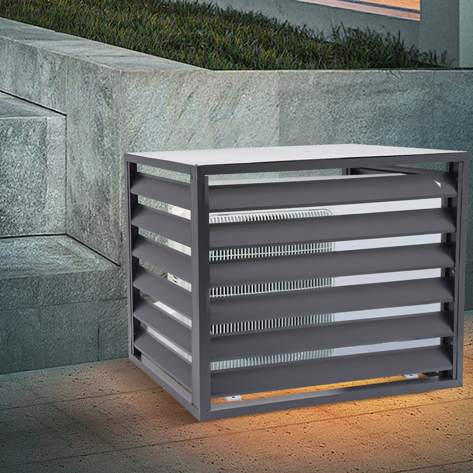 Air Conditioner Fence Screen 100x50cm Dark Grey, Weatherproof & Corrosion-Resistant Outdoor Cover Protection & Aesthetic Appeal