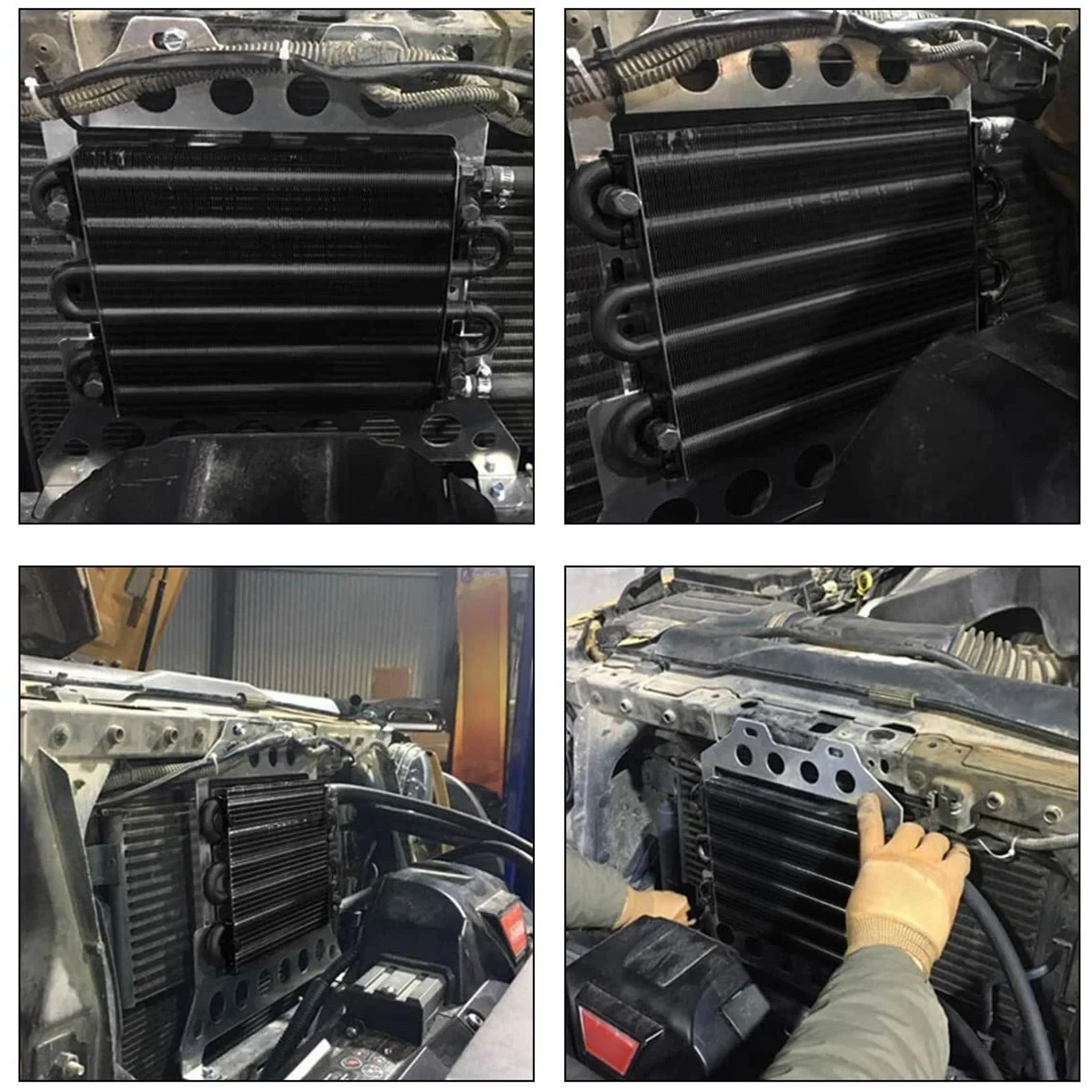 

4 Row Universal Aluminium Alloy Radiator with Tube and Hose Mounting Kit Transmission Engine Cooler Tube and Fin Cooler Kit