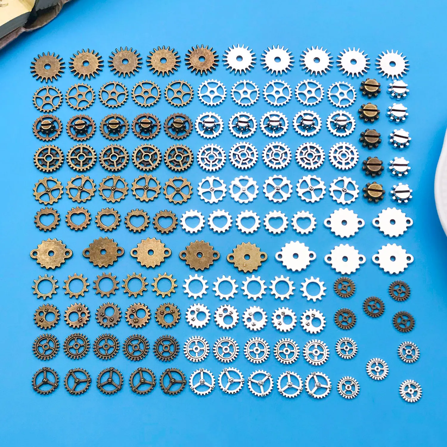 Mezclado 130 Uds nuevo tamaño MINI mezcla aleación mecánica Steampunk engranajes y engranajes accesorios canales para DIY pulsera collar fabricación de joyería