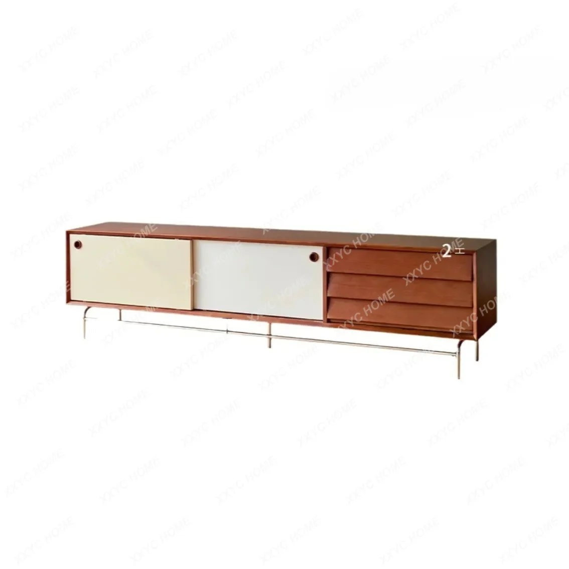 Household Solid Wood TV Cabinet Medium And Ancient Style Small Apartment Living Room Simple Audio-visual Cabinet