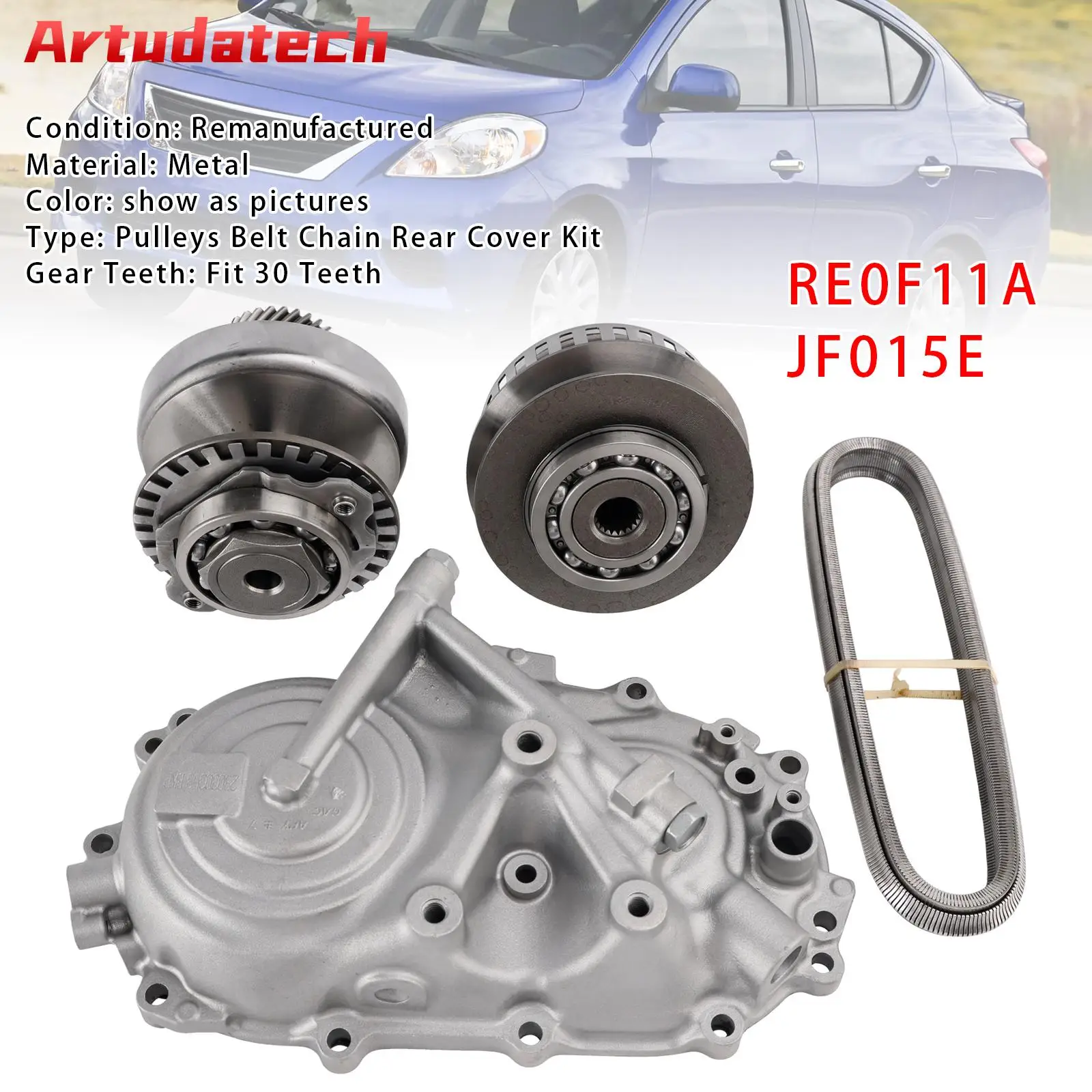 

Artudatech RE0F11A JF015E Pulleys Belt Chain Rear Cover Kit 30 Teeth For CVT Nissan 2009-2018 Car Accessories