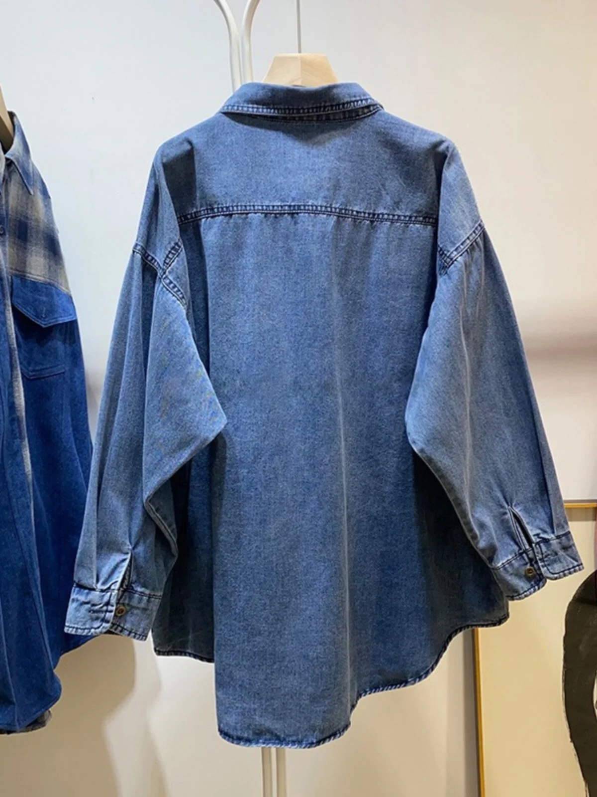 

Очень большая джинсовая одежда 300 Pou irt, мужская свободная длинная повседневная верхняя одежда свера, весна-осень, дизайн Sense American Leisure