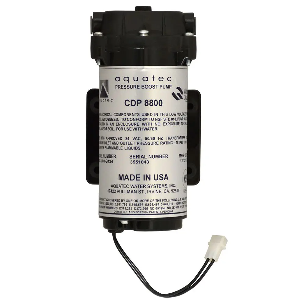 aquatec CDP 8800 Elektrische Membranpumpe 24 V DC/AC RO-Druckerhöhungspumpe 200 GPD 60/125 PSI für Wasserreiniger-Druck-Boost-System