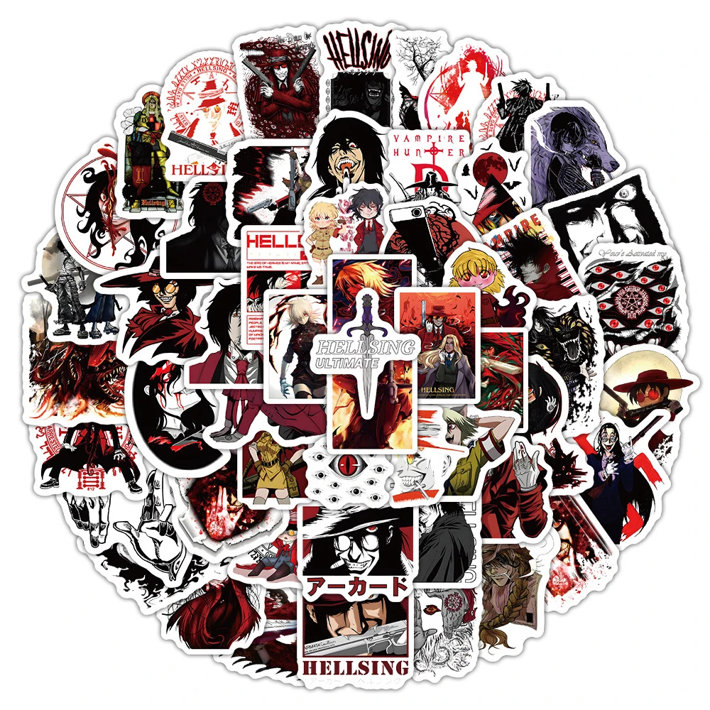 10/30/50/100pcs Cool Vampire Anime Hellsing Stickers Cartoon Graffiti Sticker telefono Skateboard valigia decalcomanie impermeabili Decor