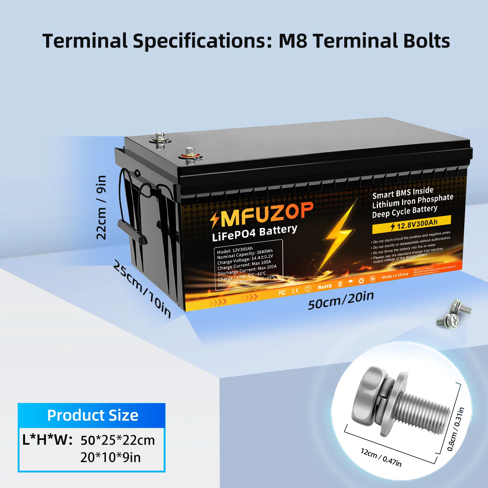 MFUZOP 1280Wh 2560Wh 3840Wh 12V LiFePO4 Rechargeable Battery Intelligent BMS100Ah 200Ah 300Ah System for RV Camping No VAT
