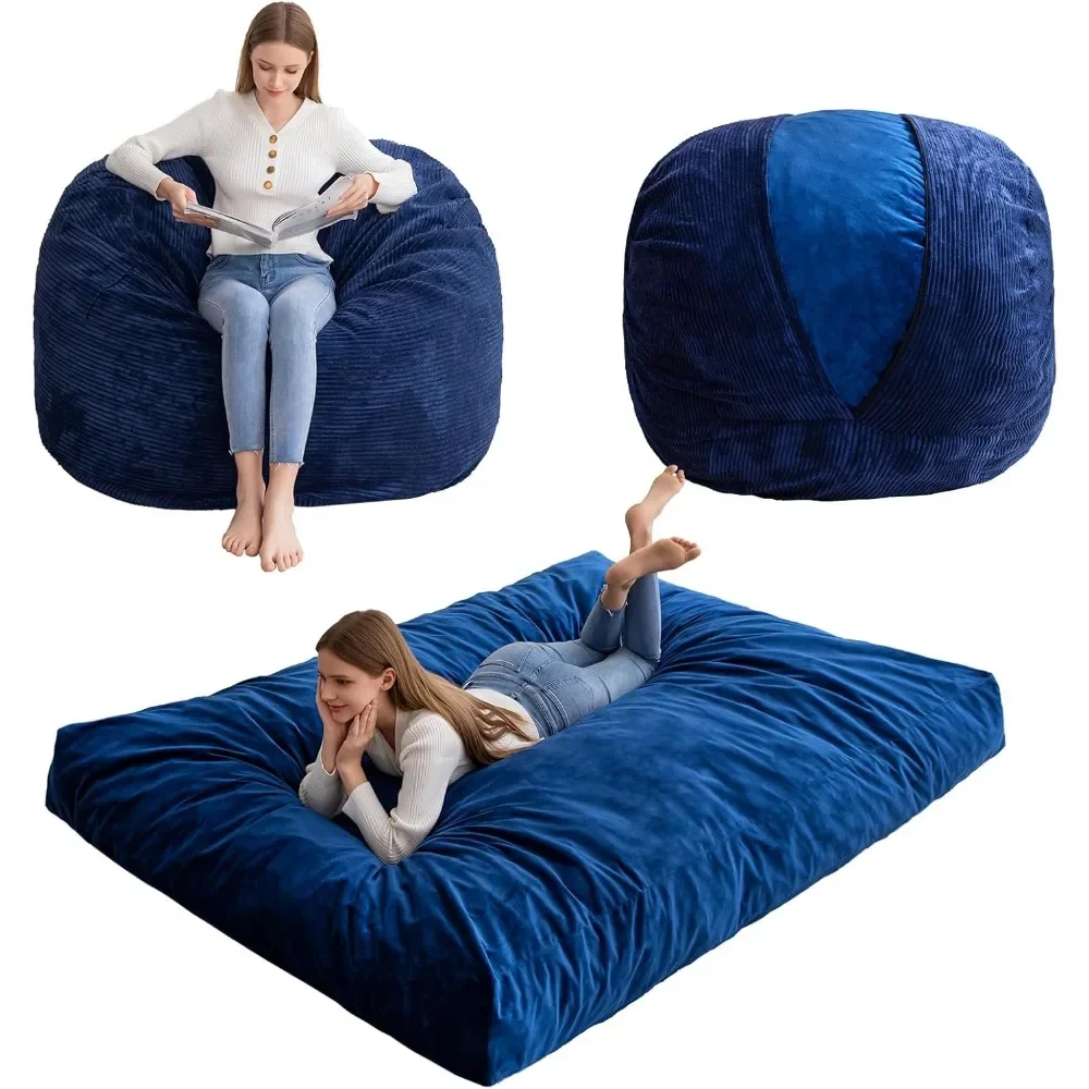

Bean Bag Chair, Convertible Beanbag Folds from Lazy Chairs to Floor Mattress Bed, High-Density Foam Filling, Machine Washable