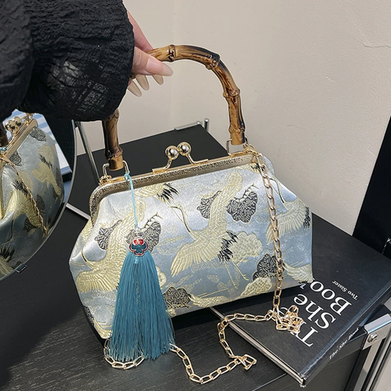 

New Luxury Evening Clutch Bag Women Bride Wedding Clutch Purse Chain Shoulder Bags Party Handbag Rattan Handle Handle Tote Sac