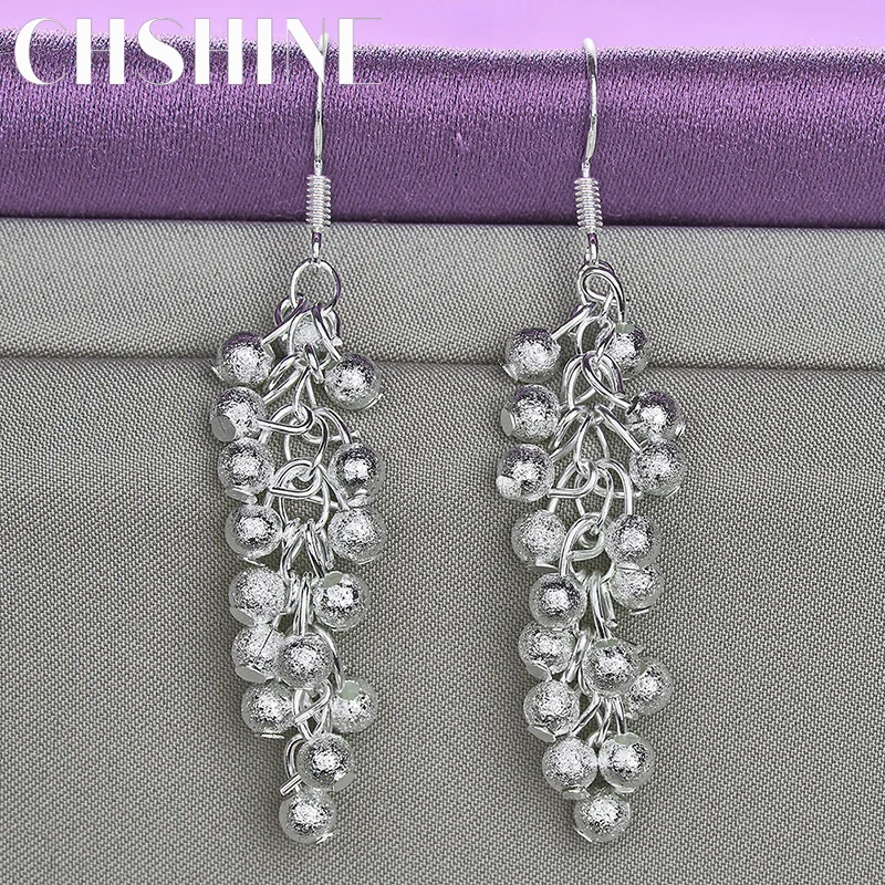 

CHSHINE 925 Sterling Silver Matte Grape Drop Earrings For Women Wedding Party Fashion Charm Jewelry