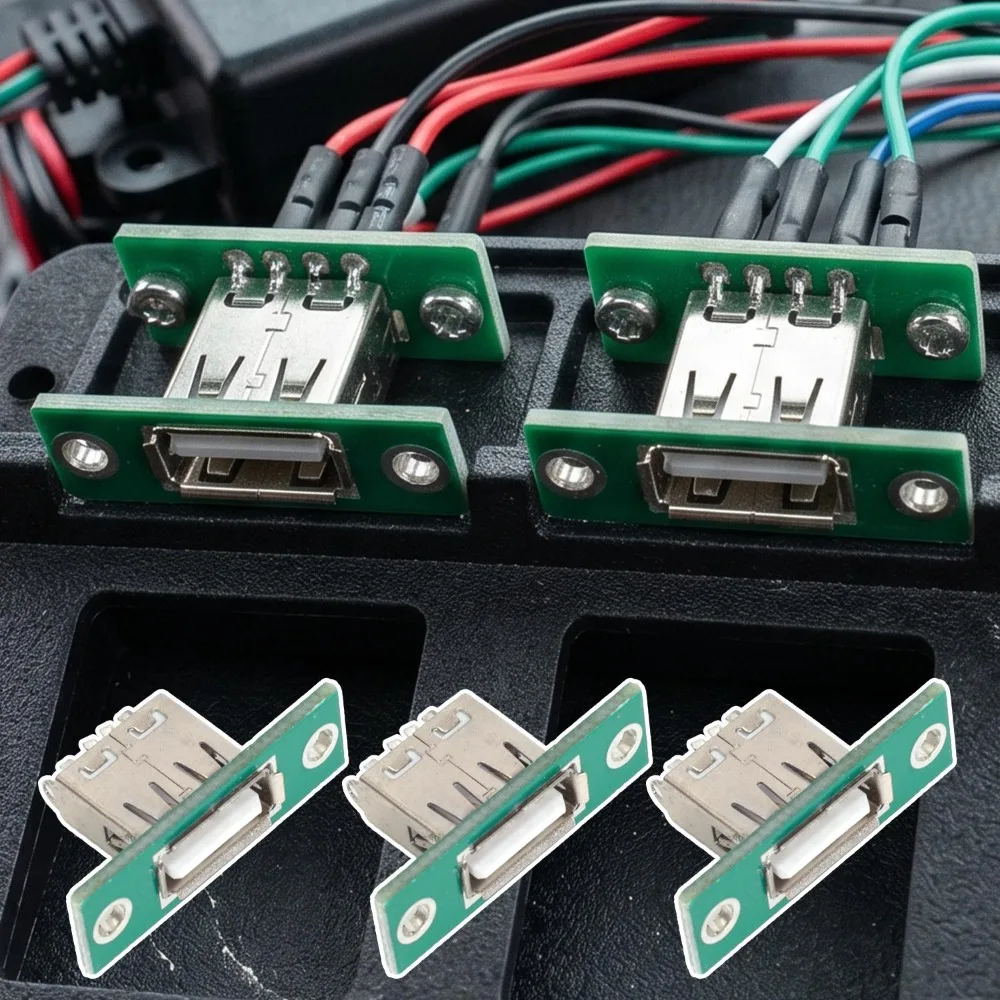 1-20Pcs USB2.0 with Fixed Board Connector DIY Panel Mounting Repair Charging Interface Wire-weld Terminal for Circuit Modificate