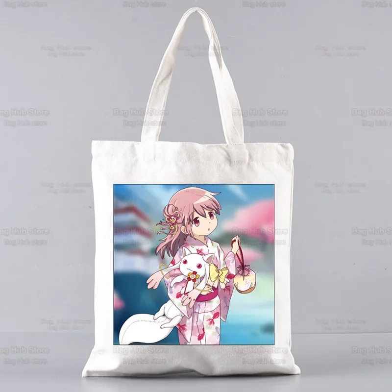 

Madoka Magica Puella Magi Mahou Shoujo Kyubey Homura Hakemi Kaname Mami Большая сумка Унисекс Холщовые сумки Сумки для покупок Сумка на плечо