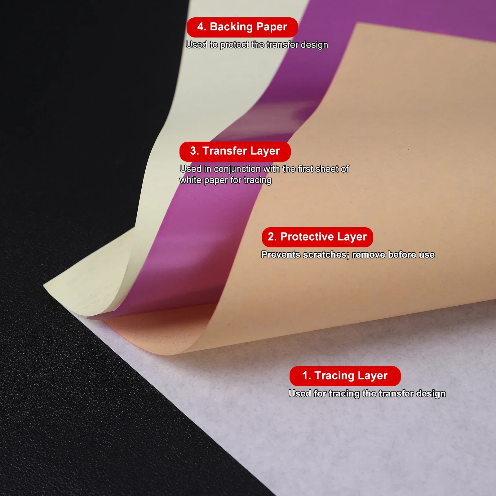 Pink 4-Layer Tattoo Transfer Paper A4 Size - 100 Sheets Professional Tattoo Stencil Thermal Copier Paper for Tattoo Artists